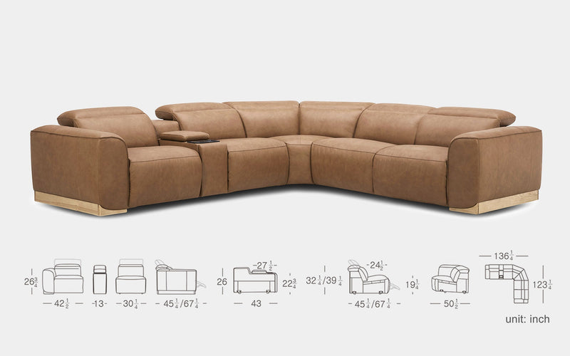 Prunus 6PC Modern Motion Reclining Sectional