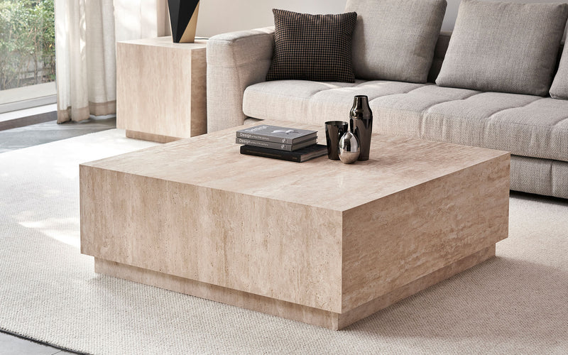 Marbella Travertine Square Coffee Table