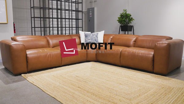 Rosabella 5pc Modern Leather Reclining Sectional