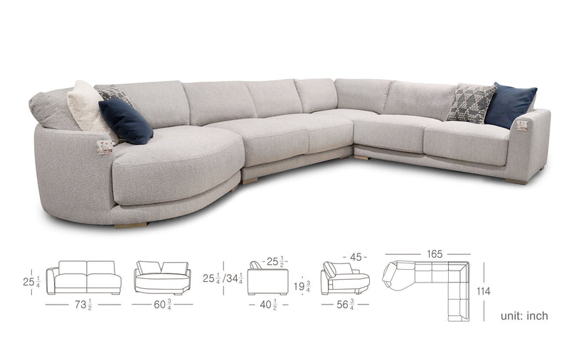 Garofani Modern Motion Sectional Sofa with Chaise