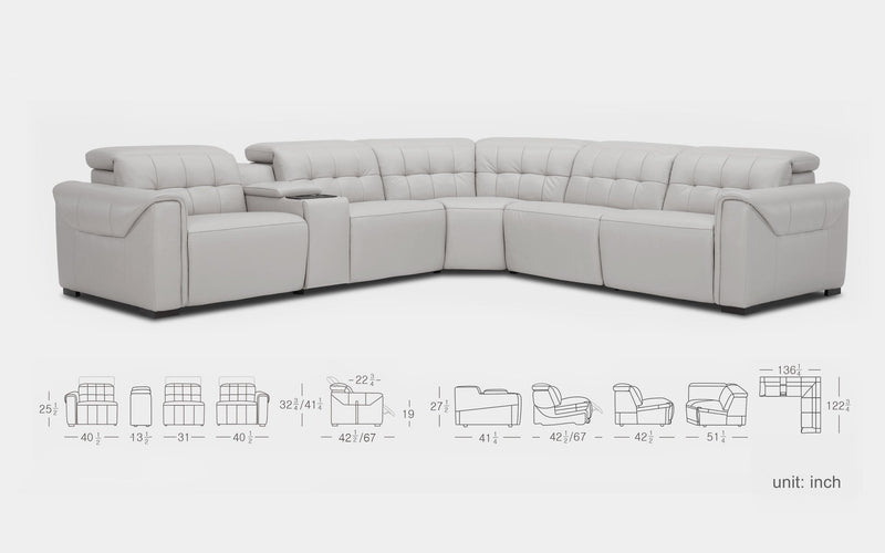 Ostro 6pc Modern Motion Reclining Sectional